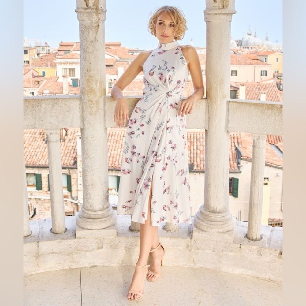 Ted Baker London Zoeeey Floral Halter Neck Midi Dress, NWT, Size 6 US 14 - Picture 3 of 16